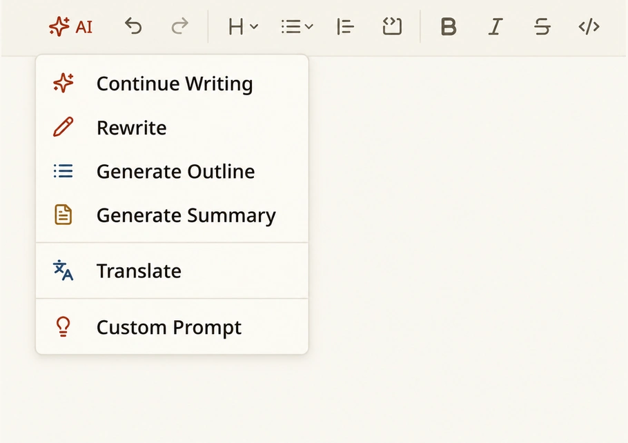 Rich text editor with AI